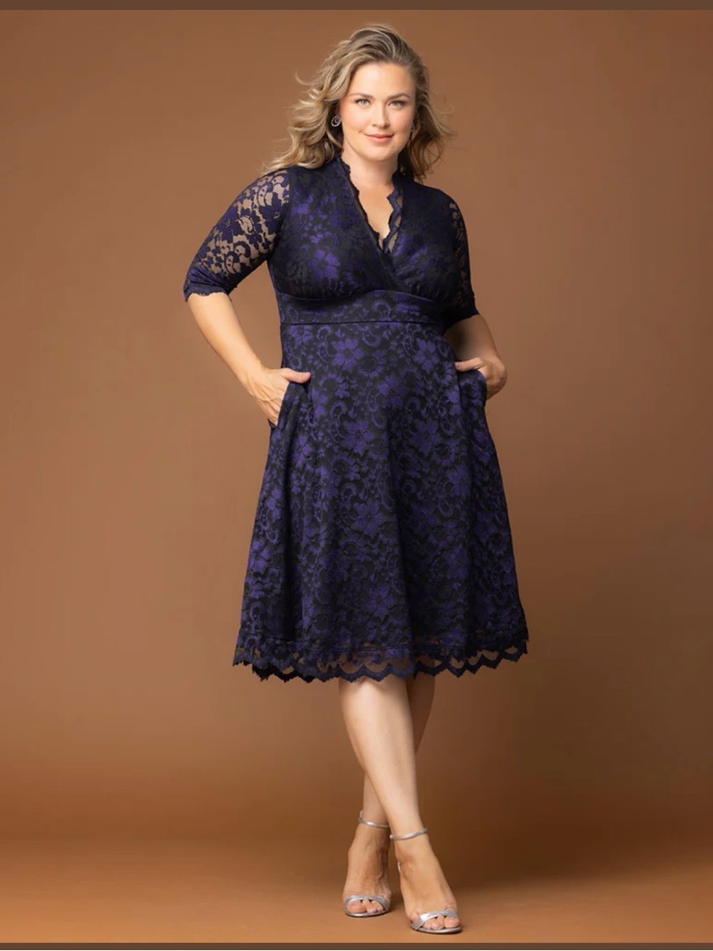 Kiyonna Mon Cherie Violet lace dress plus size women’s 1X (14-16)